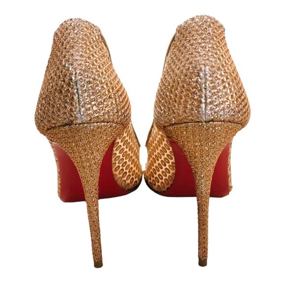 Christian Louboutin Paill Cabaret Gold Sequin Mesh Pumps 37 / US 7 - Picture 8 of 13